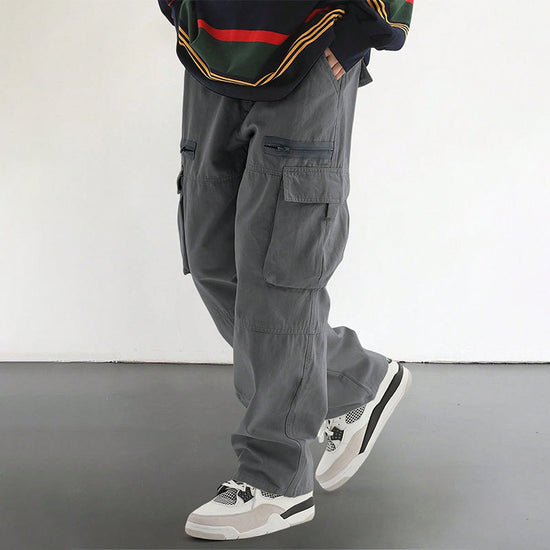 Fashionable Men's Pants with Loose Fit and Multiple Pockets