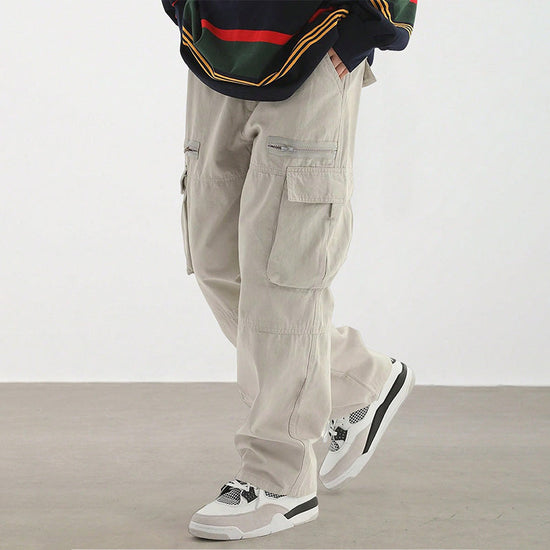 Fashionable Men's Pants with Loose Fit and Multiple Pockets