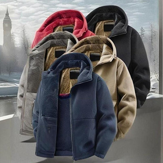 Men's Cozy Hooded Zipper Casual Jacket for Warm Comfort