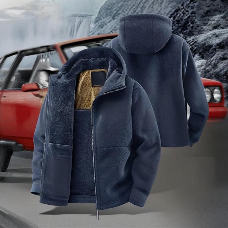 Men's Cozy Hooded Zipper Casual Jacket for Warm Comfort