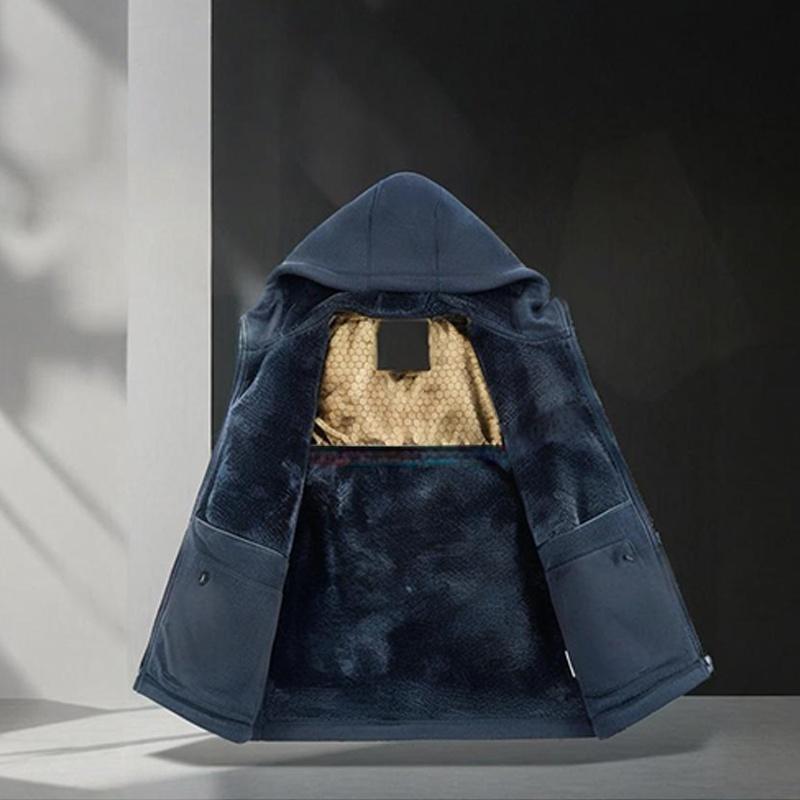 Men's Cozy Hooded Zipper Casual Jacket for Warm Comfort