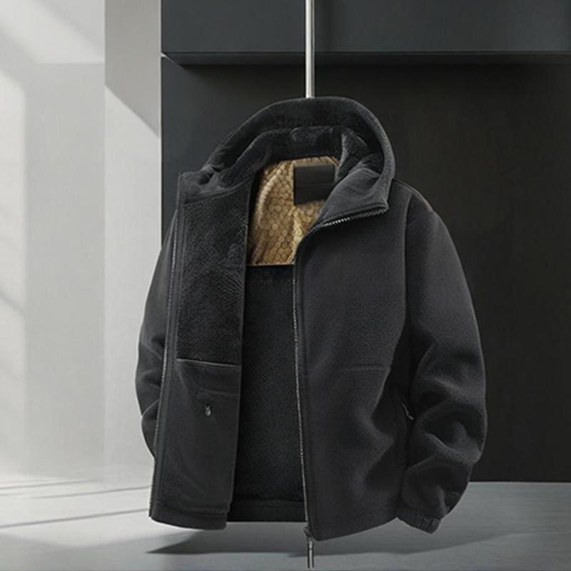 Men's Cozy Hooded Zipper Casual Jacket for Warm Comfort