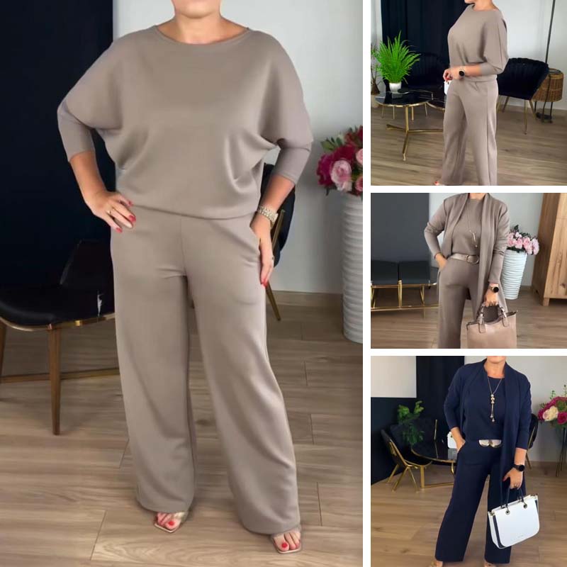 Ensemble 3 pièces chic avec cardigan long, haut tendance et pantalon élégant – Livraison gratuite